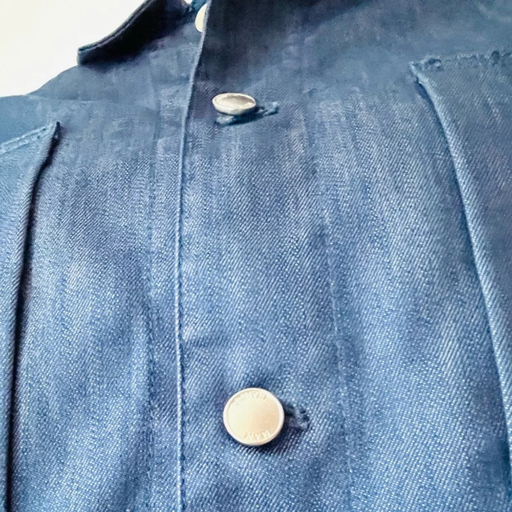 initial fashion trucker jacket blue denim